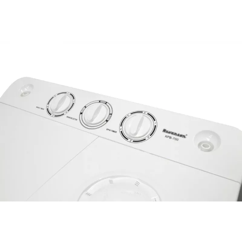 Lavadora semiautomática Ravanson XPB-700 — carga superior, capacidad 4 kg, centrifugado 1400 rpm, blanca