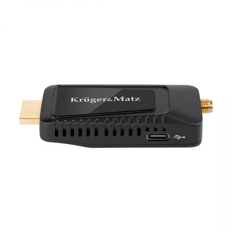 Sintonizador mini DVB-T2 H.265 HEVC KRUGER & MATZ KM9998, 470–862 MHz, 1 sintonizador, HDMI, USB, 720p