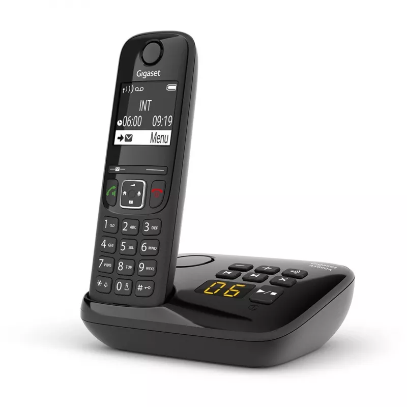 Teléfono analógico/DECT Gigaset AS690A identificador de llamadas negro