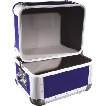 Maletín para discos Roadinger 3011003B Aluminio Azul oscuro redondeado – maletín para vinilos o medios