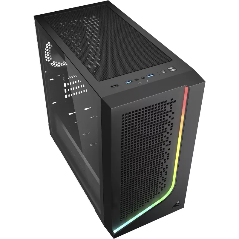 Caja de PC Sharkoon J1000 ARGB mATX — caja Mid-Tower Micro-ATX con iluminación ARGB