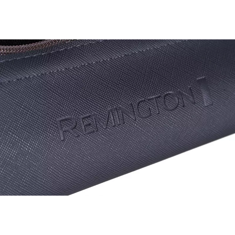 Plancha de pelo Remington S8598 Warm negro gris — placas de cerámica 11 cm, 5 niveles de calor, 160–230 °C, cable de 3 m, funda de transporte