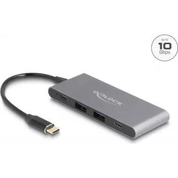 Hub USB DeLOCK 4 puertos Type-C 2 x USB Type-A 2 x USB Type-C 10 Gbps