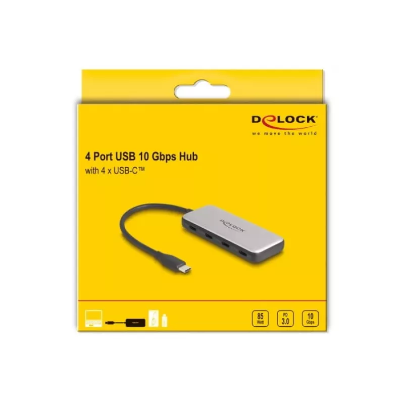 DeLOCK 64261 Hub USB 3.2 Gen 1 Type-C 10000 Mbit/s negro gris