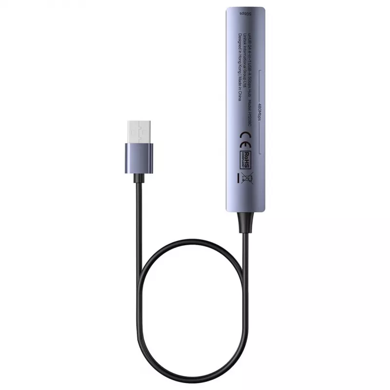 Hub USB Unitek H1208CGY01 — 4 puertos USB 3.0 (5 Gbit/s), compatible con USB 2.0, aluminio