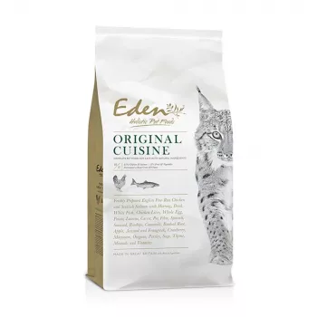 Pienso para gatos Eden Original Cousine 10 kg – alimento completo para gatos adultos, 43% proteína, 23% grasa, sin cereales ni gluten