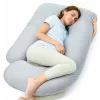Cojín de embarazo en forma de U Momcozy PP102, gris claro con tejido refrescante