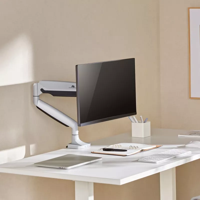 Soporte para monitor MACLEAN MC-969 de doble brazo con gas spring para pantallas de 17–45 pulgadas, carga máx. 16 kg