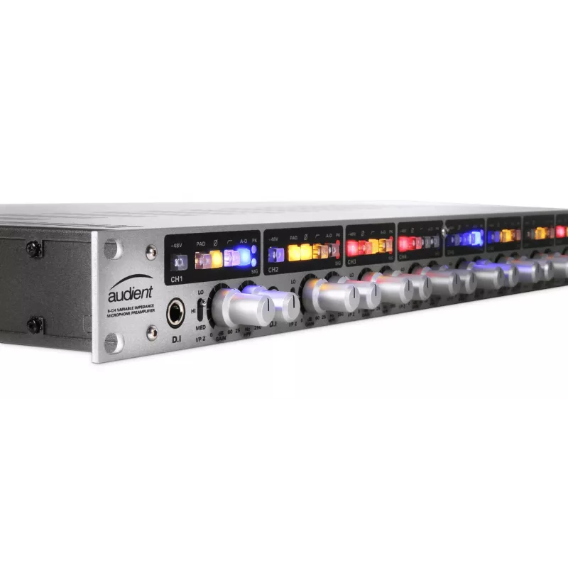 Preamplificador de micrófono de 8 canales Audient ASP880 24-Bit 96 kHz, montaje en rack