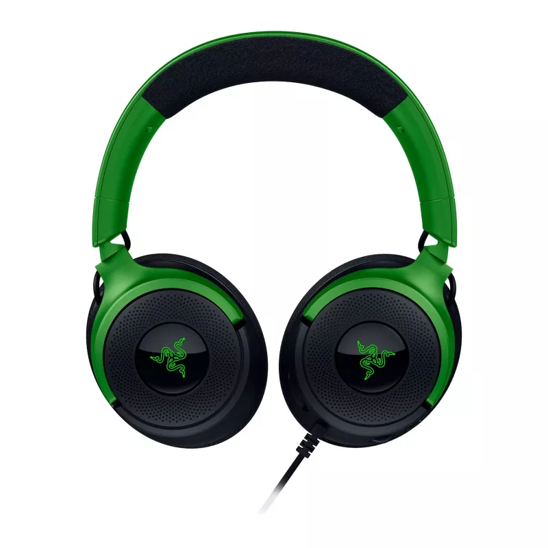 Auriculares gaming con cable Razer Kraken V4 X — supraurales, 20–20000 Hz, cable de 1,8 m, 310 g, negro/verde