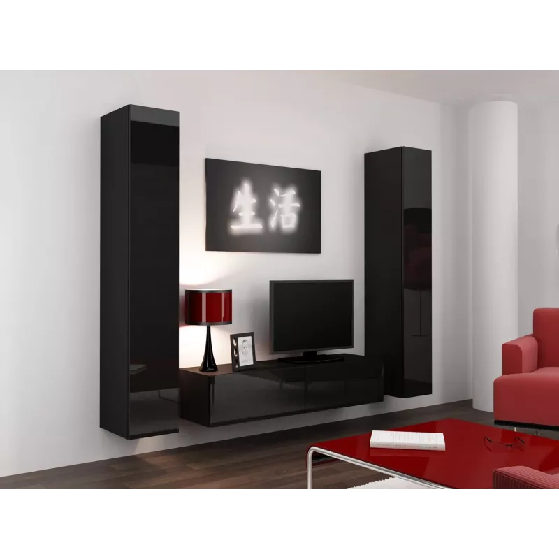 Armario cerrado Cama VIGO '180' 180/40/30 negro/negro brillo