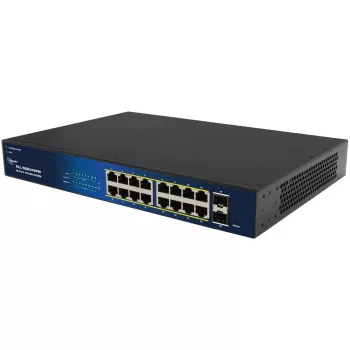 Switch PoE ALLNET 16+2P ALL-SG8418PM – 18 puertos Gigabit, 16 puertos PoE, 2 puertos uplink