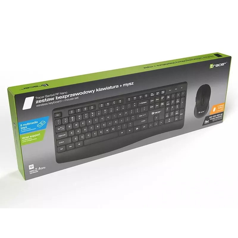 Kit de teclado y ratón inalámbricos Tracer Bartix II RF Nano, 2,4 GHz, negro