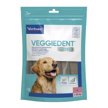 VIRBAC VEGGIEDENT FRESH tiras masticables para la higiene dental de perros talla L