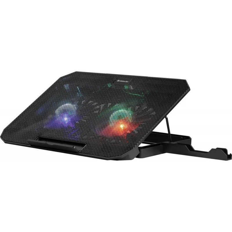 Base refrigeradora para portátil DEFENDER NS-510 con 2 ventiladores, 2 puertos USB e iluminación RGB