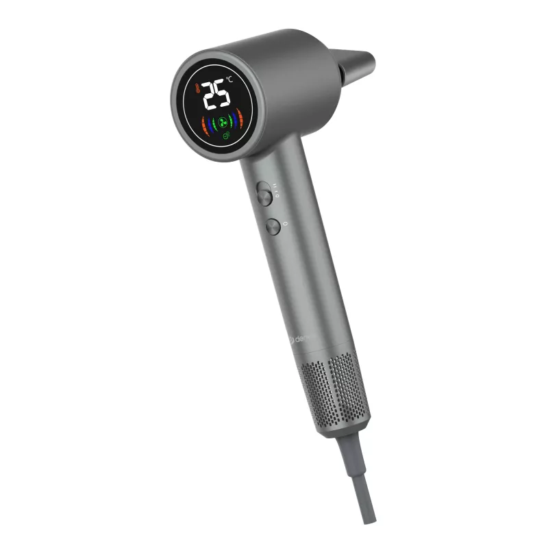 Secador de pelo DENVER HDD-1400DGR 1400 W, gris, 110–240 V, cable de 1,8 m, 25–75 °C, 70×89×280 mm