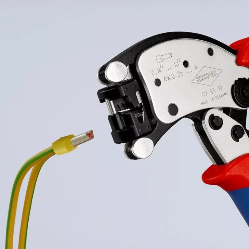 KNIPEX Twistor T alicate de crimpar autoajustable, alicate de crimpar para terminales