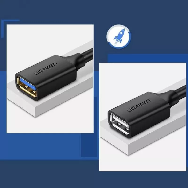 Adaptador alargador USB 3.0 UGREEN 10368B — USB-A hembra a USB-A macho, 1 m, negro