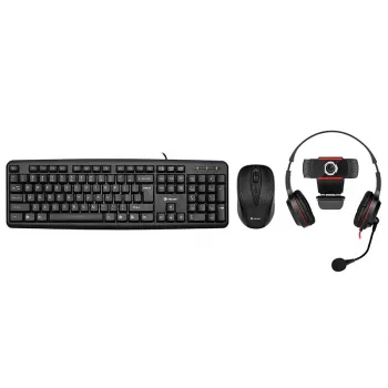 Set multiusos Tracer 4en1 Office 46695: teclado USB, ratón inalámbrico, webcam, auriculares