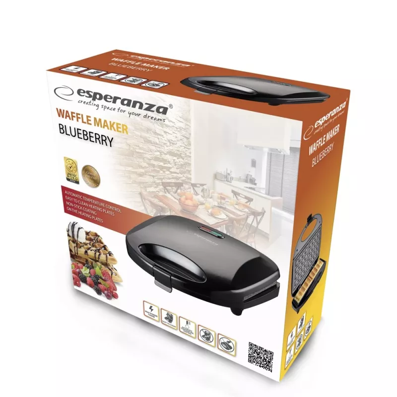 Gofrera Esperanza EKT008 2 gofres 1000 W negra