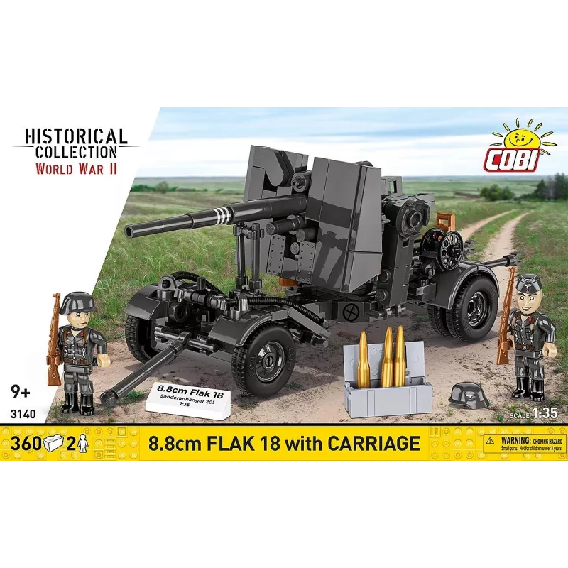 Set de construcción Cobi bloques 8,8-cm-Flak con remolque – 360 piezas