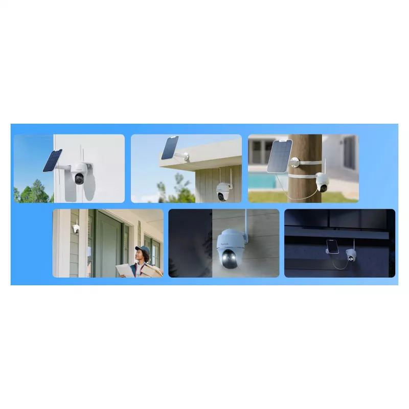 Cámara domo de seguridad IP Reolink B430 + Solar, 5 MP, inalámbrica, batería y energía solar, montaje en pared, interior/exterior, blanca