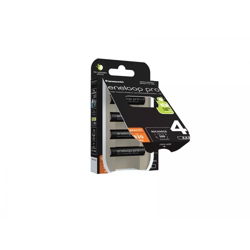 Pilas recargables PANASONIC ENELOOP PRO AAA 930 mAh 4 uds. (BK-4HCDE/4CP)