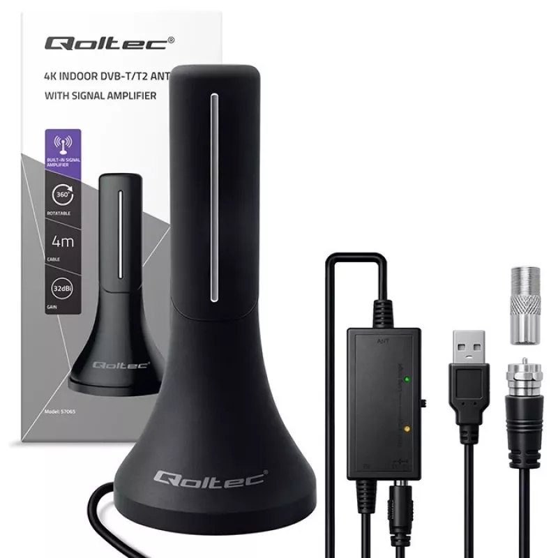 Antena de televisión QOLTEC TV DVB-T/T2 Qoltec (interior/exterior) Modelo 57065