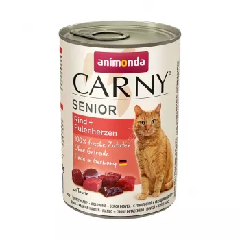 ANIMONDA Carny Senior Ternera y Corazones de Pavo – Comida húmeda para gatos – 400 g