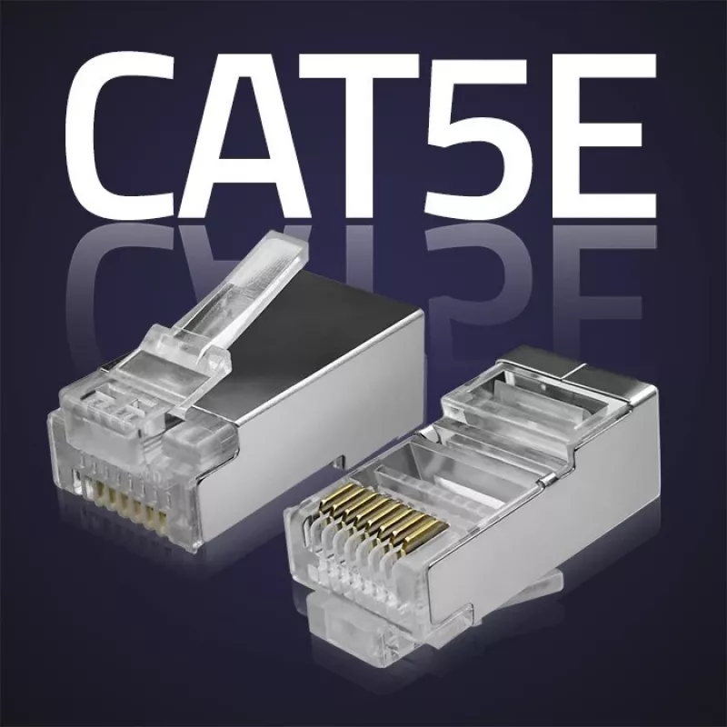 Conector RJ45 modular QOLTEC 54554 CAT5e FTP, 100 uds., plateado, plástico, 11×22×18 mm