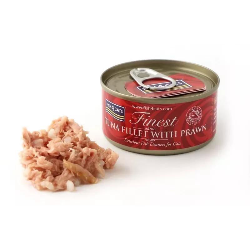 Fish4Cats Finest filete de atún con gambas, comida húmeda para gatos, 70 g
