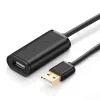 Cable de extensión USB-A con amplificador, UGREEN US121, 10 m, negro, conector macho A a conector hembra A