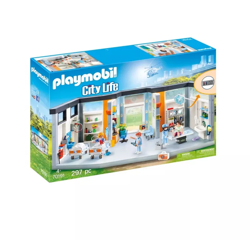 Figura de juguete Playmobil 70191 Ala de hospital amueblada 297 piezas