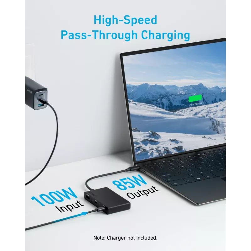 Anker 332 A8356G11 hub USB-C 5-in-1, HDMI 4K para una sola pantalla, negro