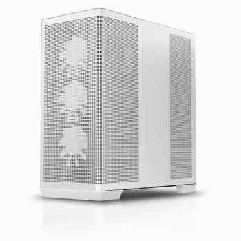 APNX Caja de PC Semitorre C1-R-WT-v1 — Blanca, compatible con ATX/Micro-ATX/Mini-ITX, 3 ventiladores frontales de 120 mm preinstalados, 3 bahías de 3,5 pulgadas + 3 de 2,5 pulgadas, USB 3.2 Gen1 x2