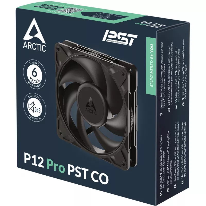 ARCTIC Freezer P12 Pro PST CO – Ventilador PWM de 120 mm con divisor de cable para funcionamiento continuo