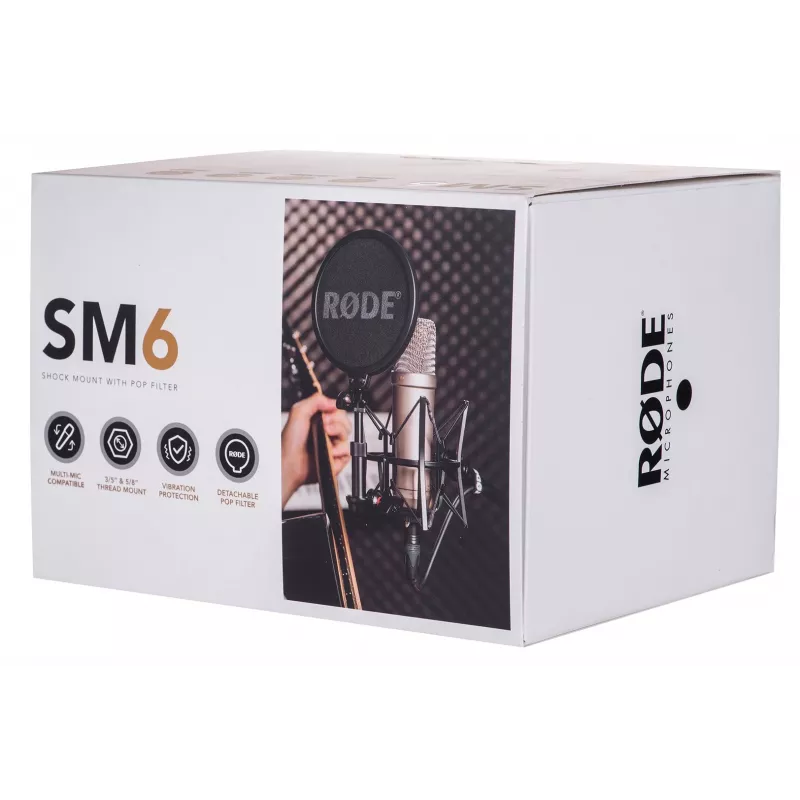 RODE SM6 soporte antivibración con filtro antipop, negro