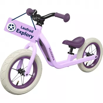 Correpasillos HUDORA Explory 12 pulgadas lavanda – correpasillos para niños pequeños, ruedas de 12 pulgadas, diseño sin pedales