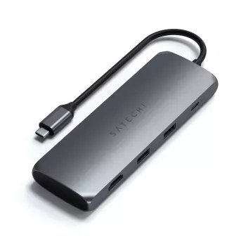 Hub multipuerto híbrido USB-C Satechi (adaptador 4 en 1), Space Grey, ST-UCHSEM