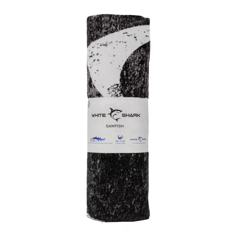 Toalla White Shark TW-02 Sägezahnfisch de secado rápido y ligera de microfibra