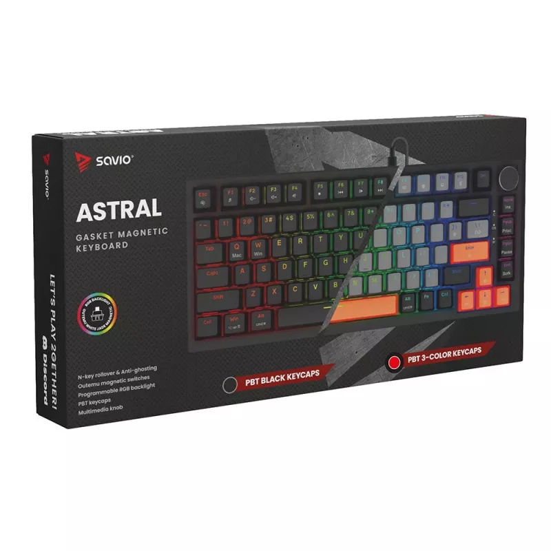 Savio ASTRAL BLACK JADE 3 COLOURS teclado gaming USB QWERTY US International