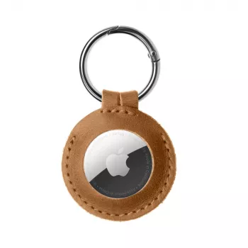 Funda para AirTag FIXED FIXWAT-C2-BRW piel vacuna auténtica marrón — soporte protector de piel para Apple AirTag