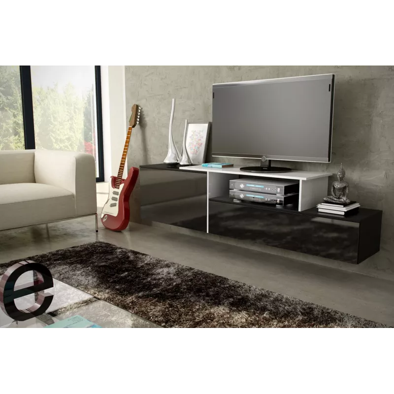 Mueble de TV Cama SIGMA 3 180 negro/negro brillante + blanco