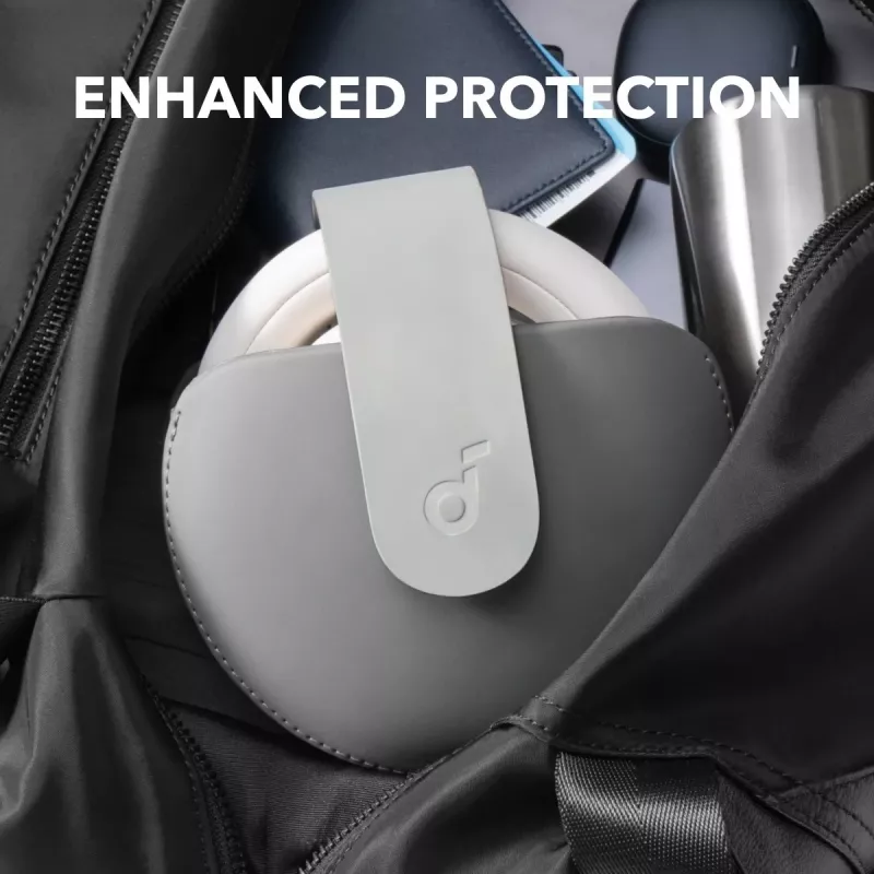 Funda para auriculares Anker Soundcore Space One Pro con botones metálicos magnéticos, gris