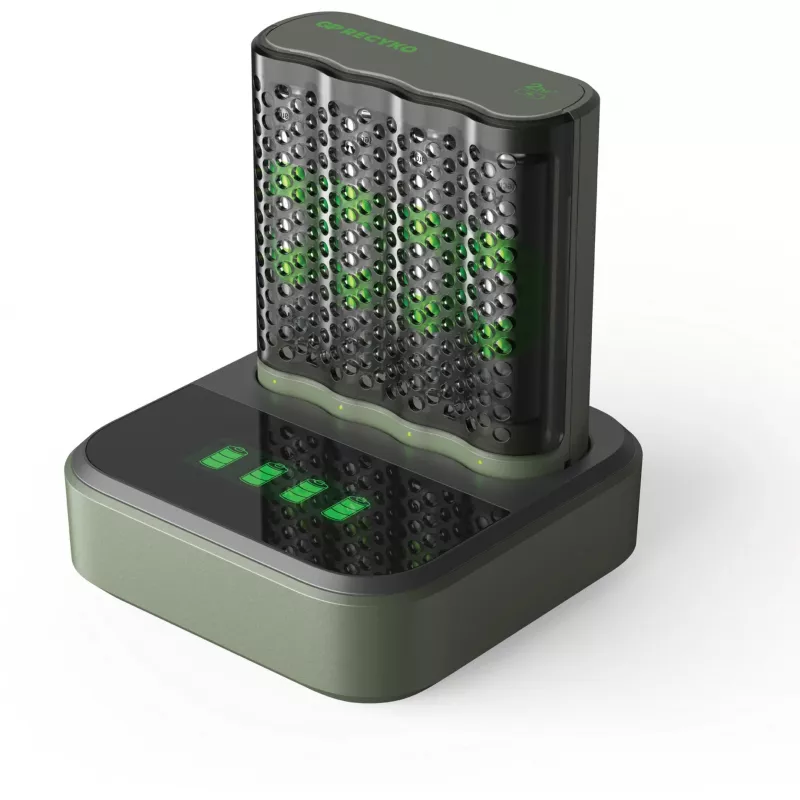 Base de carga del cargador de pilas GP M452 para baterías NiMH Micro AAA, Mignon AA
