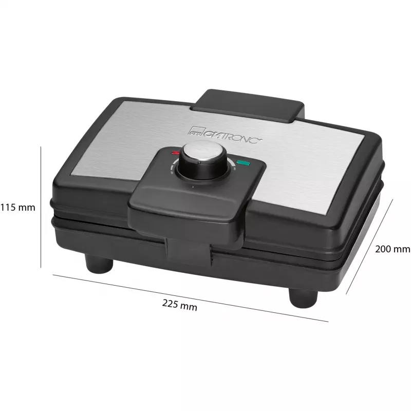 Clatronic WA 3606 gofrera 2 gofres negra, acero inoxidable 800 W