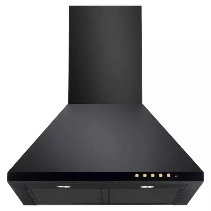 Campana de pared AKPO WK-4 Classic GOLD 60 negra, 600×500 mm, motor 106 W, 3 velocidades, iluminación halógena