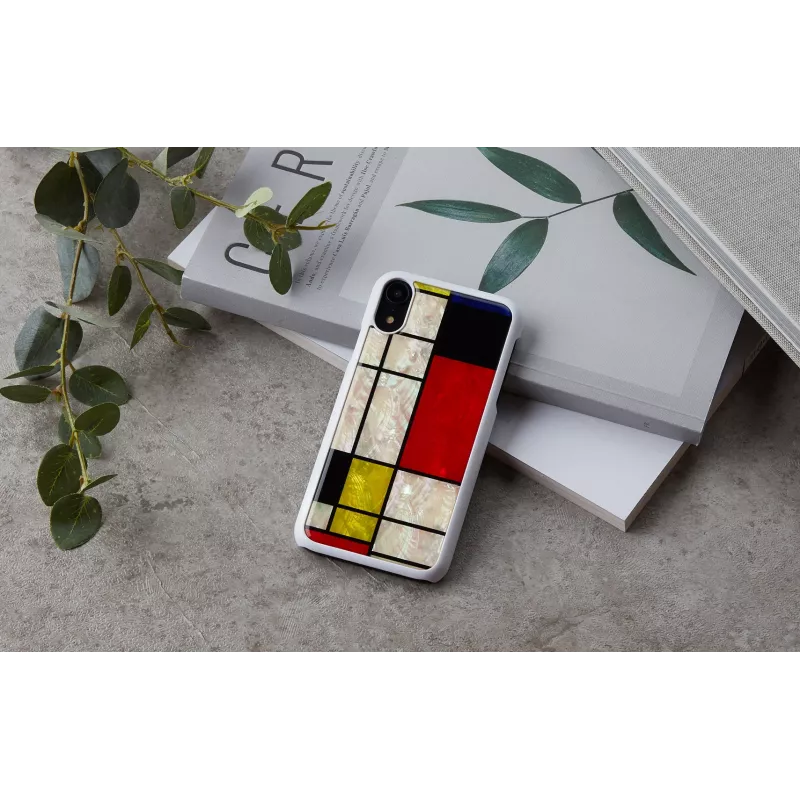 Funda para smartphone iKins para iPhone XR Mondrian White — funda trasera rígida protectora