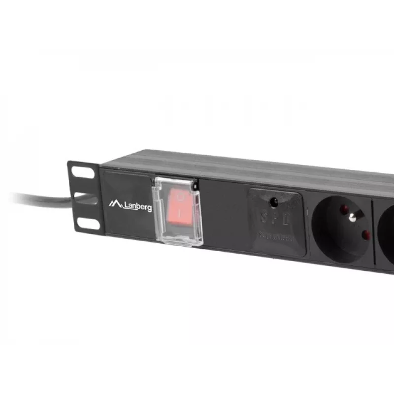 Unidad de distribución de energía LANBERG PDU-06E-0200-BK — 6 salidas Type-E, 16 A, cable de 2 m, rack 1HE, 220–250 V