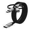 Cable Vention USB 2.0 conector macho A a conector macho 3 en 1 Micro-B&USB-C&Lightning 1M Gris Aleación de aluminio